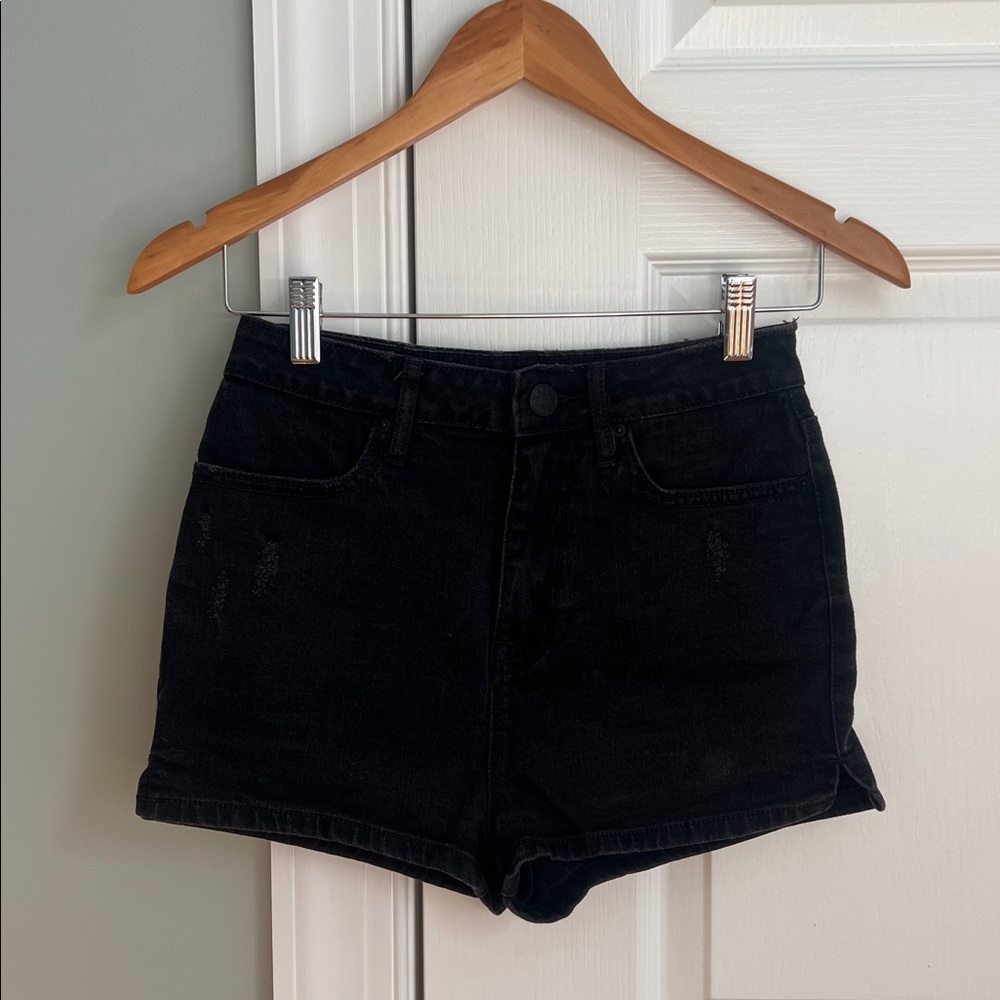 Super High Rise Spade Pin Up Micro Black Denim Shorts